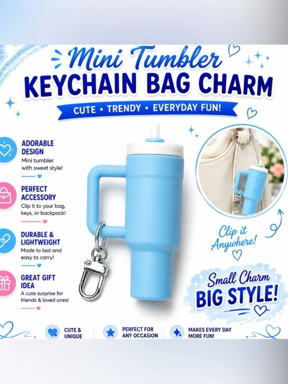 MINI TUMBLER KEYCHAIN BAG CHARM